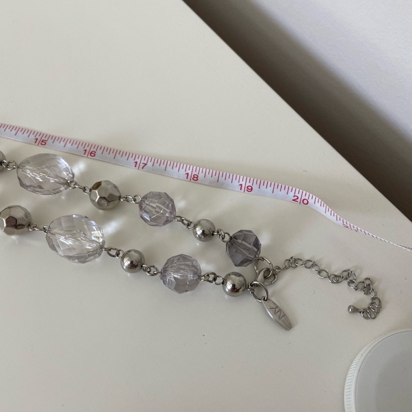 New York & Company Statement Necklace Silver Gray - Picture 3 of 5